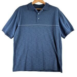 Puritan Short Sleeve Polo Men's Large Blue Geometric Cotton Blend Golf Office